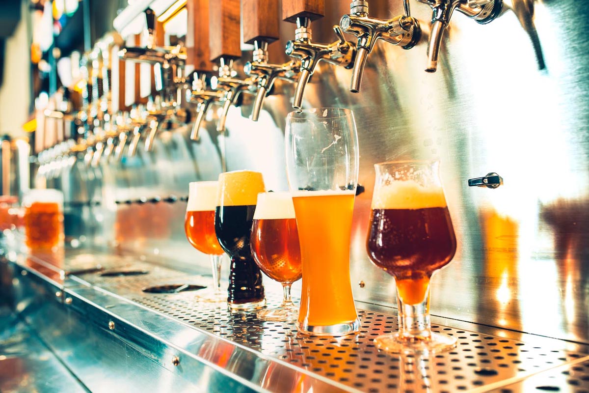 A variety of beers on tap
