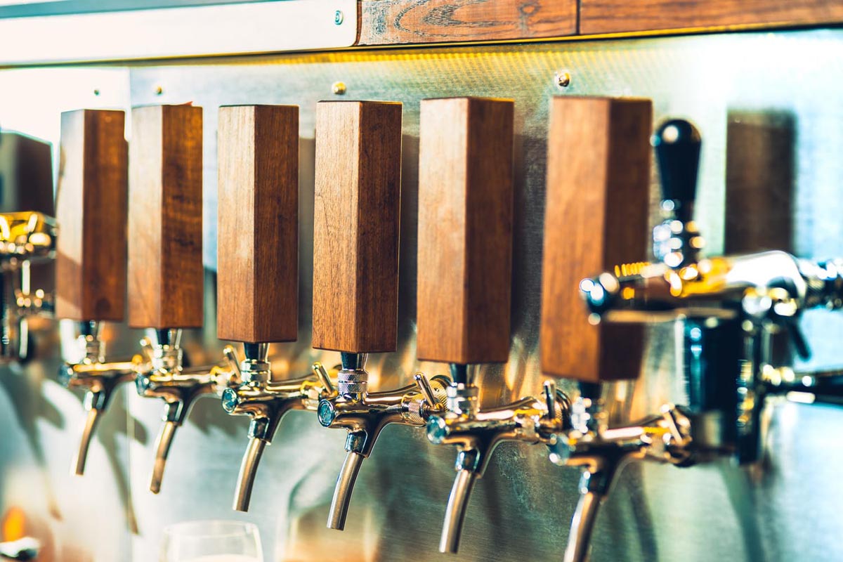 Beer taps in the restaurant